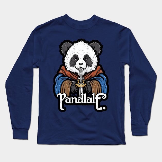 Pandalf Wizzard panda Long Sleeve T-Shirt by The Dark Matter Art